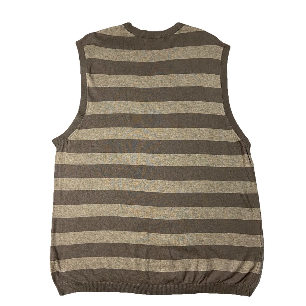 Y2K Banana Republic Silk Blend Striped V-neck Sweater Vest Brown Men's XL Preppy - Picture 9 of 9